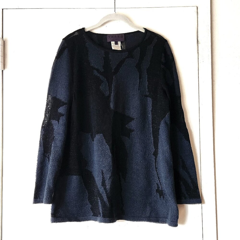 🖤 TREND Les Copains ITALY Black Blue Navy Sweater Top Sz Italy II-42 /US M-8-10